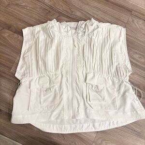 Free People White Pleated Vest